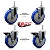 Service Caster 5 Inch Blue Polyurethane 12 MM Threaded Stem Caster Set 2 Brakes SCC SCC-TS20S514-PPUB-BLUE-M1215-2-PLB-2